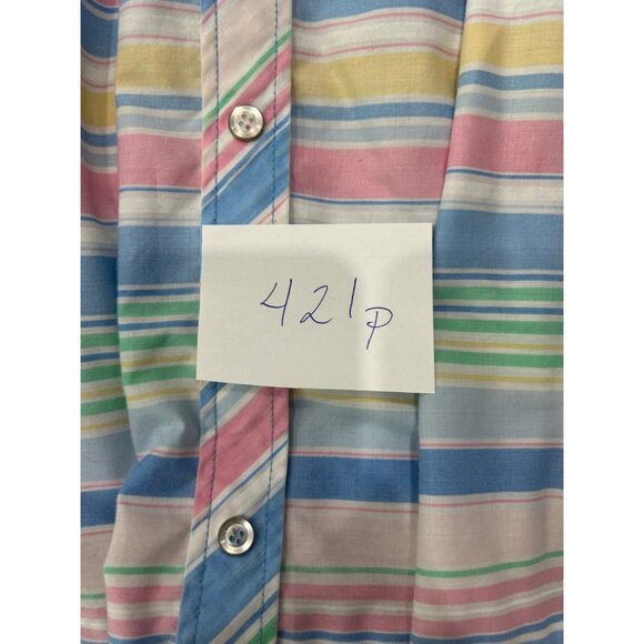 Vintage 80s Models Coat Button Front Striped Pastel Dress Cover Up - Picture 7 of 8